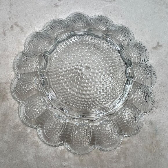 Vintage Indiana Glass Deviled Egg Plate Tray Platter Hobnail Clear Party - Picture 4 of 4